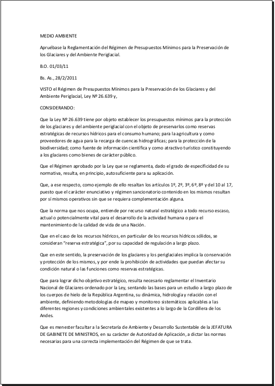 Decreto Reglamentario 207-2011
