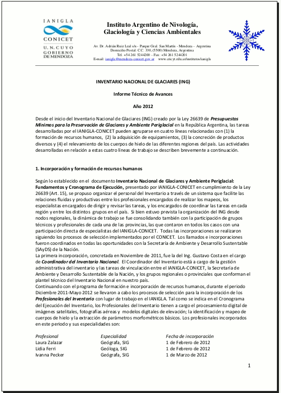 Informe Técnico 2012