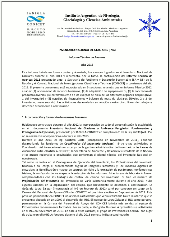 Informe Técnico 2013