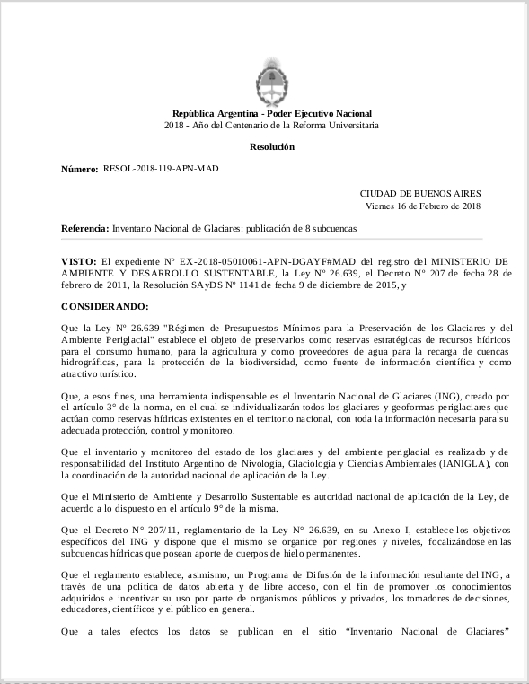 Resolución de publicación 16-02-2018