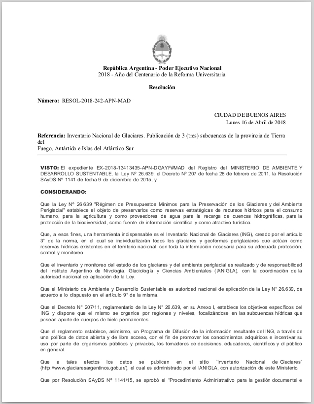 Resolución de publicación 16-04-2018