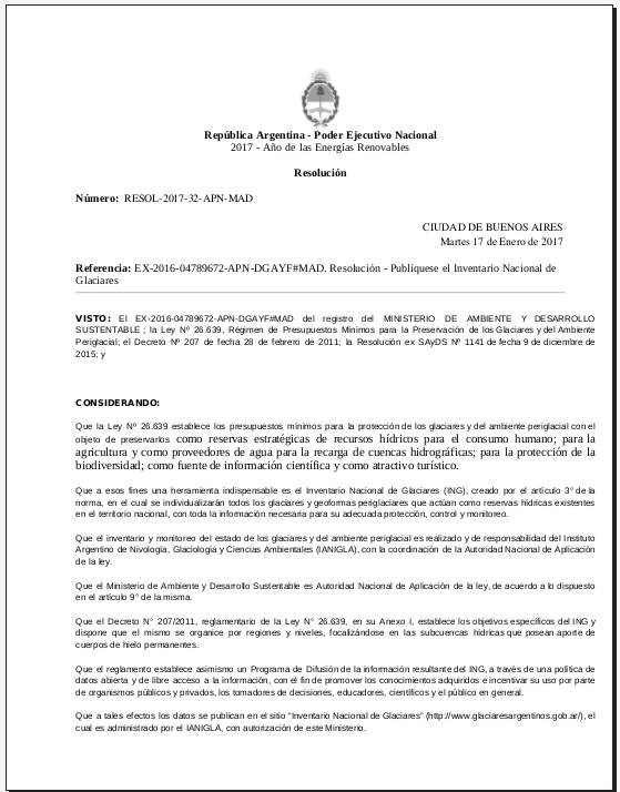 Resolución de publicación 17-01-2017