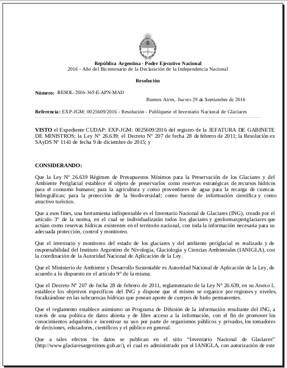 Resolución de publicación 29-09-2016