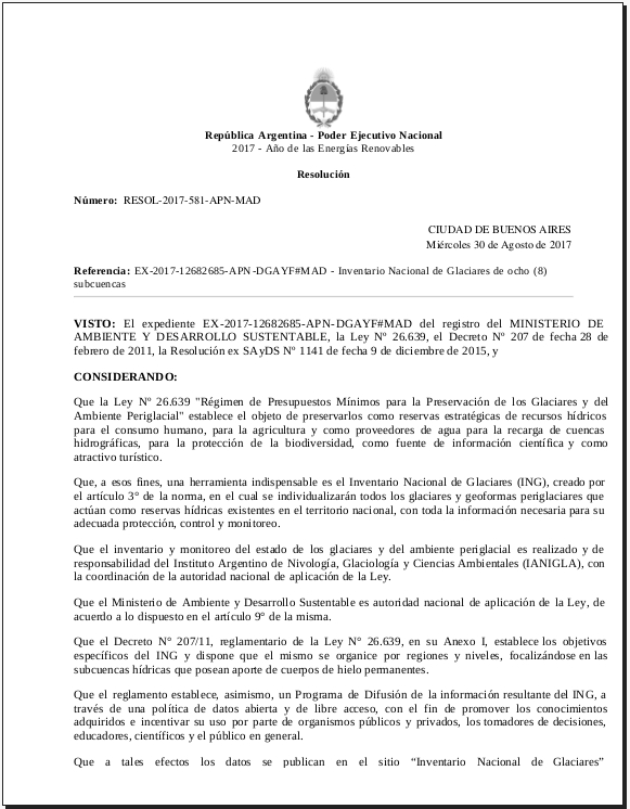 Resolución de publicación 30-08-2017